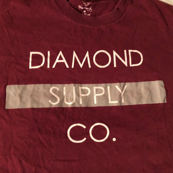 VINTAGE Y2K DIAMOND SUPPLY CO BAR T-SHIRT sz m burgandy - Picture 2 of 6